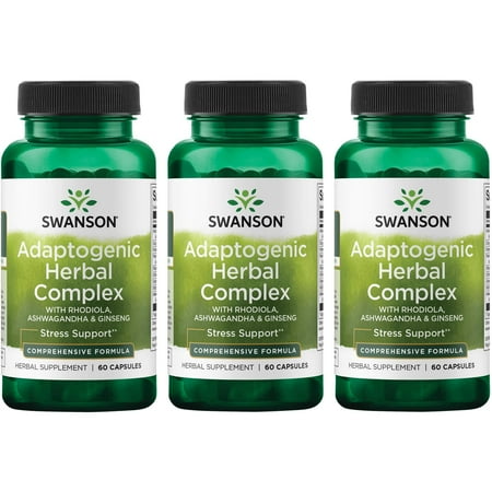 Swanson Adaptogenic Herbal Complex with Rhodiola, Ashwagandha & Ginseng 3 Pack
