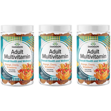 Swanson Adult Multivitamin Gummies - Orange, Cherry, Strawberry 3 Pack