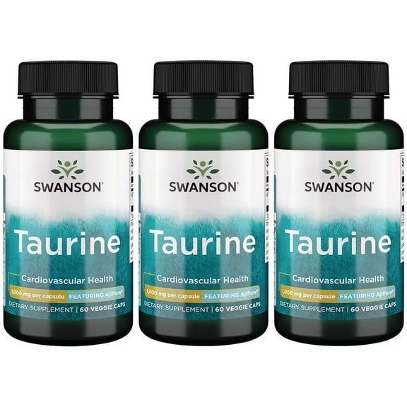 Swanson AjiPure Amino Acid Taurine 1000 Milligrams 60 Veg Capsules (3 Pack)