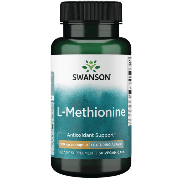 Swanson Ajipure L-Methionine, Pharmaceutical Grade 500 mg 60 Veggie Capsules