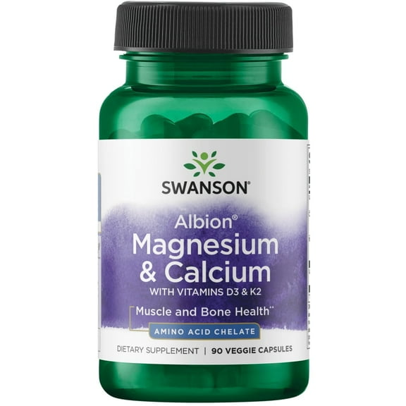 Swanson Albion Chelated Magnesium '&' Calcium 2:1 90 Veg Capsules