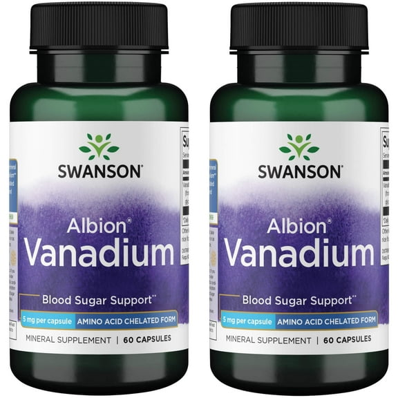 Swanson Albion Chelated Vanadium Glycinate 5 Milligrams 60 Capsules (2 Pack)