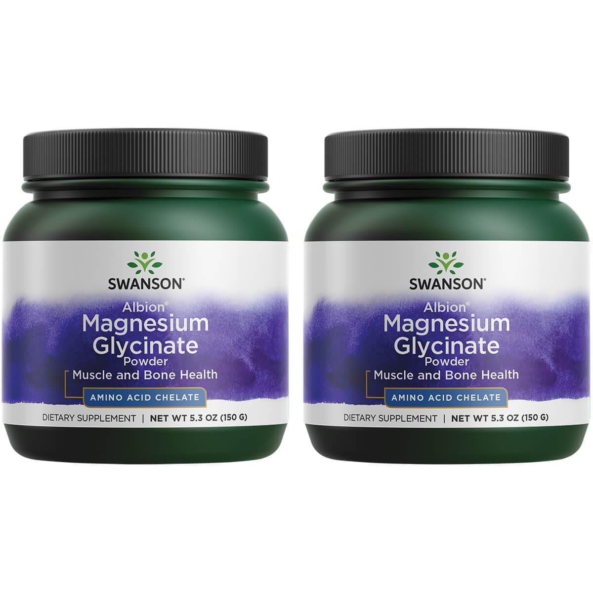 Swanson Albion Magnesium Glycinate Powder 400 mg 5.3 oz Pwdr 2 Pack