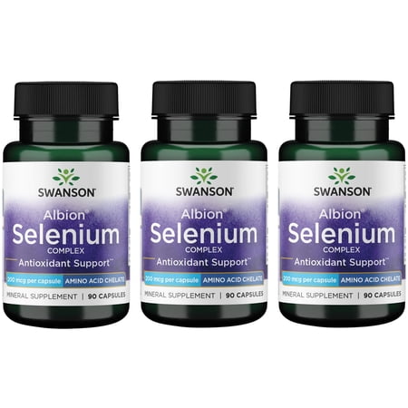 Swanson Albion Selenium 200 mcg 90 Vegan Caps 3 Pack