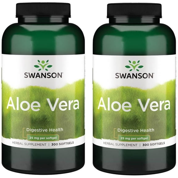 Swanson Aloe Vera 25 Milligrams 300 Sgels (2 Pack)