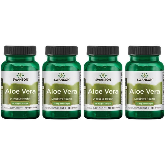 Swanson Aloe Vera 25 mg 100 Sgels 4 Pack