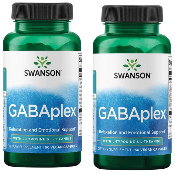 Swanson Amino Acid Gabaplex w/L-Tyrosine & L-Theanine 60 Veg Capsules (2 Pack)
