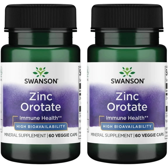 Swanson Zinc Orotate 10 Milligrams Elemental Zinc 60 Veg Capsules 2 Pack