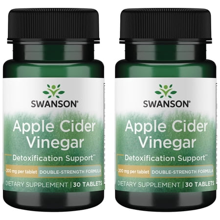 Swanson Apple Cider Vinegar - Double Strength Formula 200 mg 30 Tabs 2 Pack