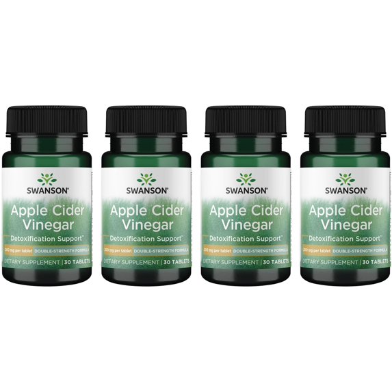 Swanson Apple Cider Vinegar - Double Strength Formula 200 mg 30 Tabs 4 Pack
