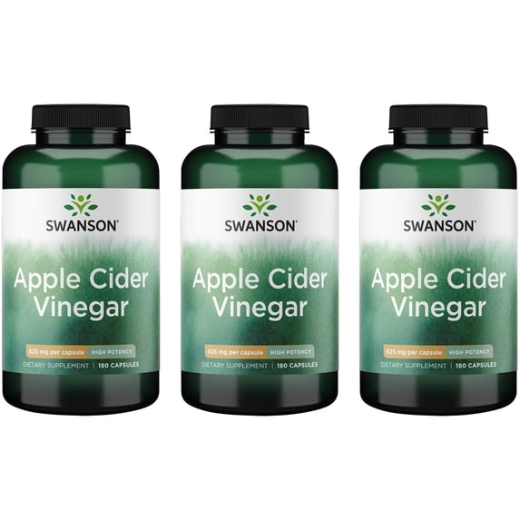 Swanson Apple Cider Vinegar - Higher Strength 625 mg 180 Vegan Caps 3 Pack