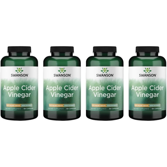 Swanson Apple Cider Vinegar - Higher Strength 625 mg 180 Vegan Caps 4 Pack