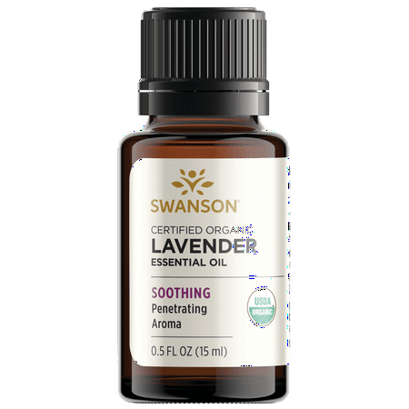 Swanson Aromatherapy Certified Organic Lavender Essential Oil 0.5 fl oz Liquid