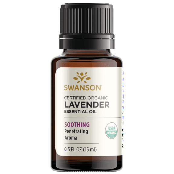 Swanson Aromatherapy Certified Organic Lavender Essential Oil 0.5 fl oz Liquid