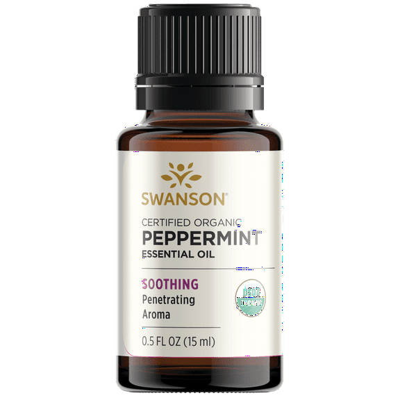 Swanson Aromatherapy Certified Organic Peppermint Essential Oil 0.5 fl oz Liquid