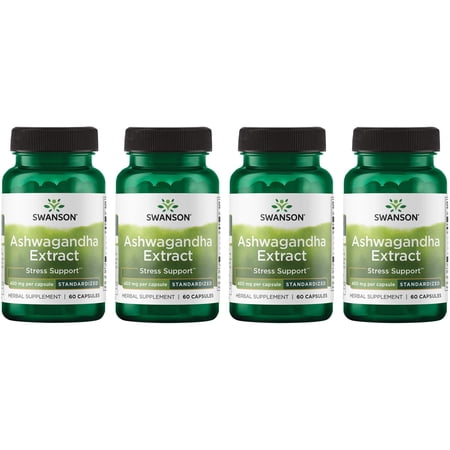 Swanson Ashwagandha Extract - Standardized 450 mg 60 Caps 4 Pack