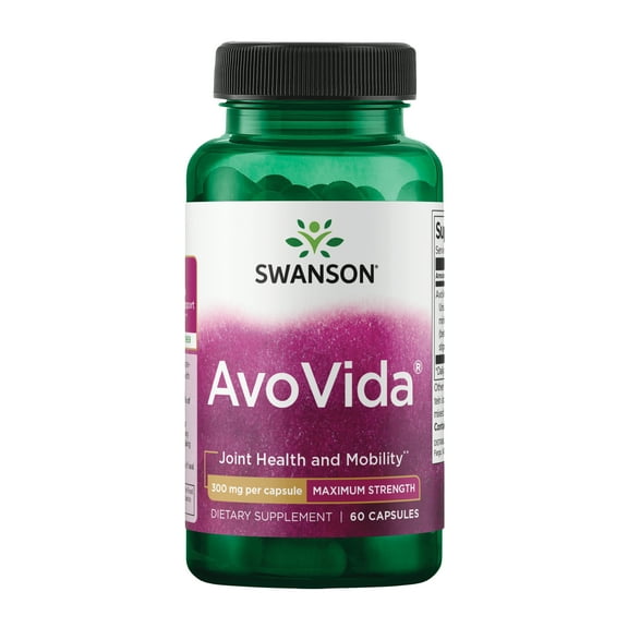 Swanson Avocado Soy AvoVida Maximum Strength ASU Supplement for Joints 300 mg 60 Capsules