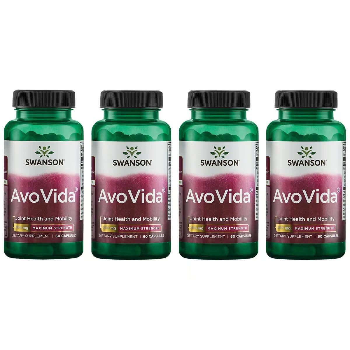 Swanson AvoVida Dietary Supplement, Joint Health & Mobility Support, 300 mg, 60 Capsules, 4 Pack