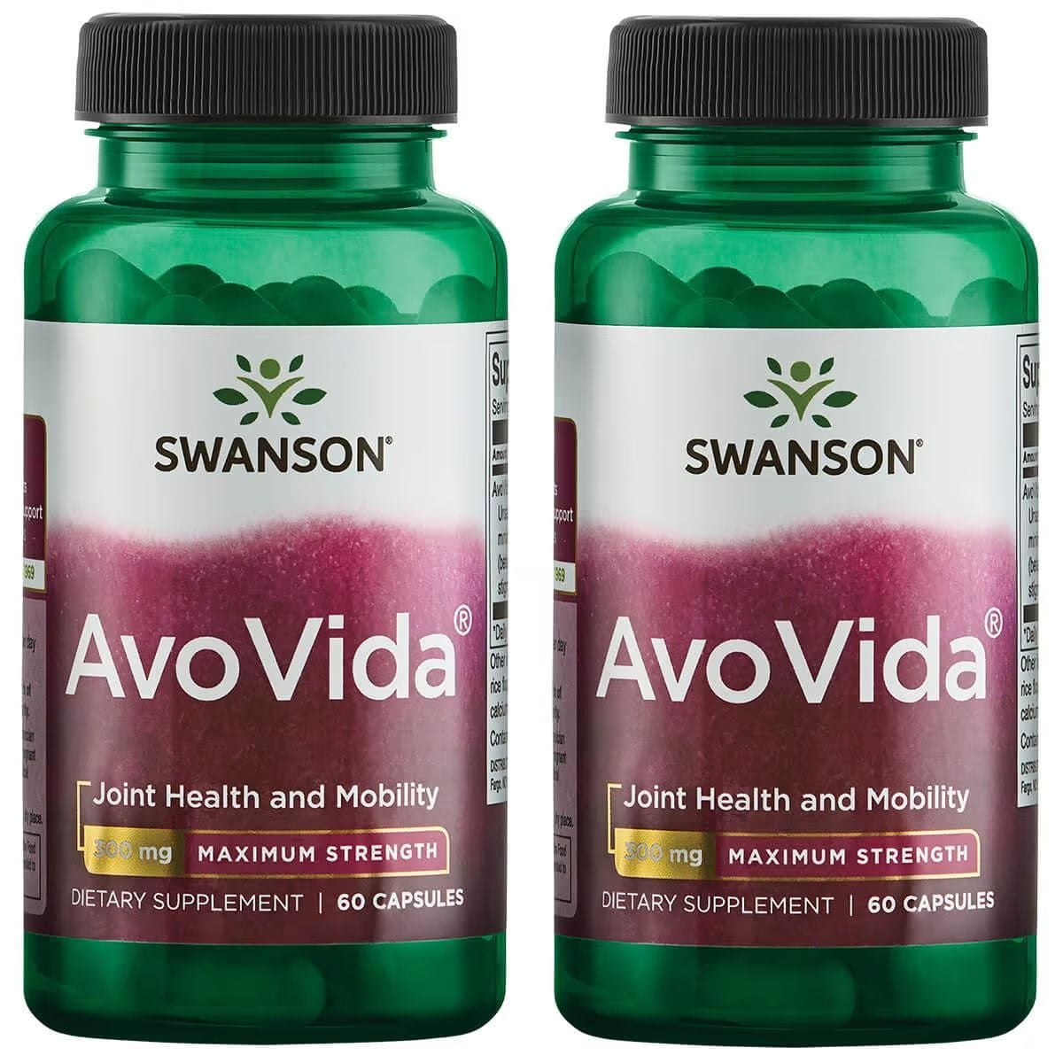 Swanson AvoVida Dietary Supplement, 300mg, 60 Capsules, Joint Health & Cartilage Support, Avocado & Soybean, 2 Pack
