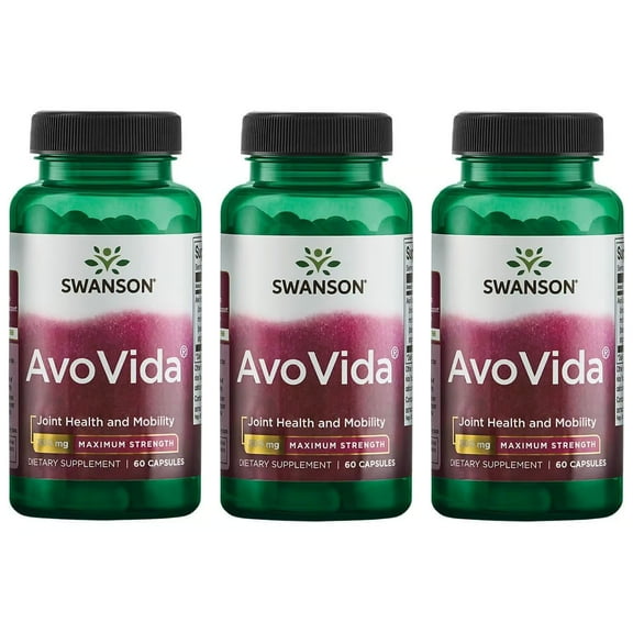 Swanson AvoVida - Natural Supplement Promoting Joint Health & Mobility - Avocado & Soybean Unsaponifiables to Support Cartilage & Tissue Health - (60 Capsules, 300mg Each) (3 Pack)