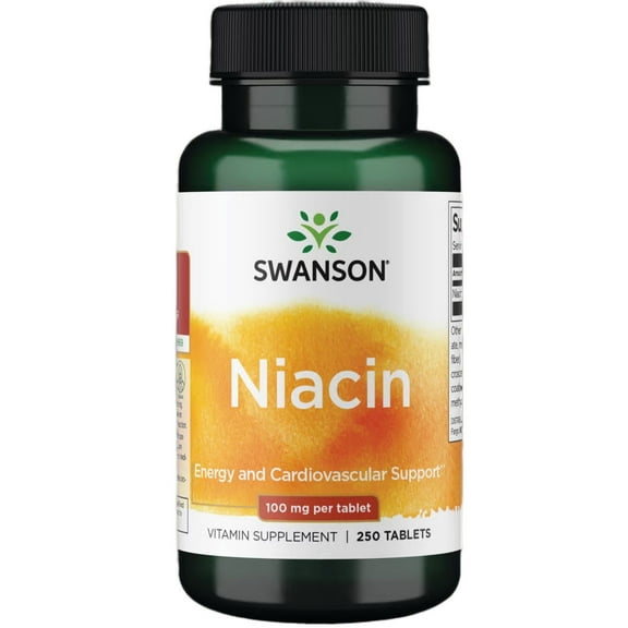 Swanson B-Vitamin Niacin Supplement, Supports Heart Health, Metabolism & Healthy Lipid Levels, 250 Tablets, 100 mg