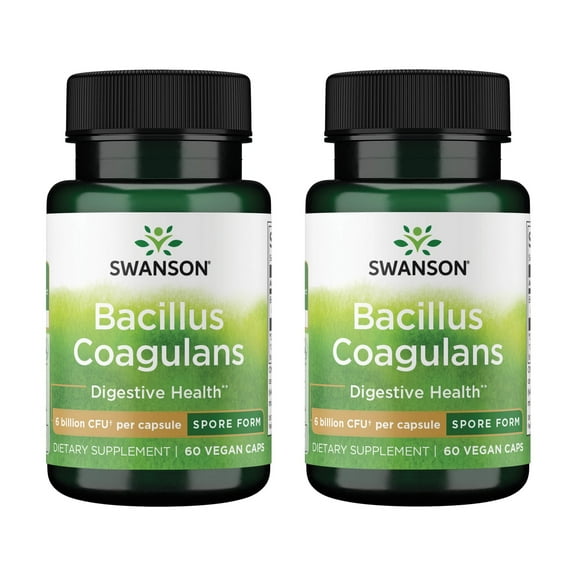 Swanson Bacillus Coagulans - Natural Probiotic Supplement Supporting Digestive Health w/ 6 Billion CFU - May Support GI & Overall Gut Health - (60 Veggie Capsules) (2 Pack)