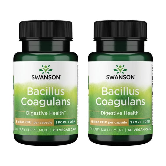 Swanson Bacillus Coagulans - Natural Probiotic Supplement Supporting Digestive Health w/ 6 Billion CFU - May Support GI & Overall Gut Health - (60 Veggie Capsules) (2 Pack)