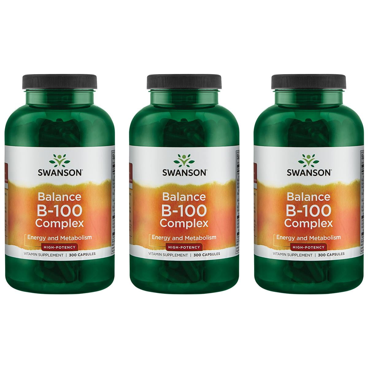 Swanson Balance B-100 Complex - High Potency 300 Caps 3 Pack - Walmart.com