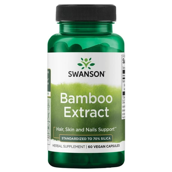 Swanson Bamboo Extract for Hair and Nails Silica Supplement Supports Collagen 300 mg 60 Veggie Capsules