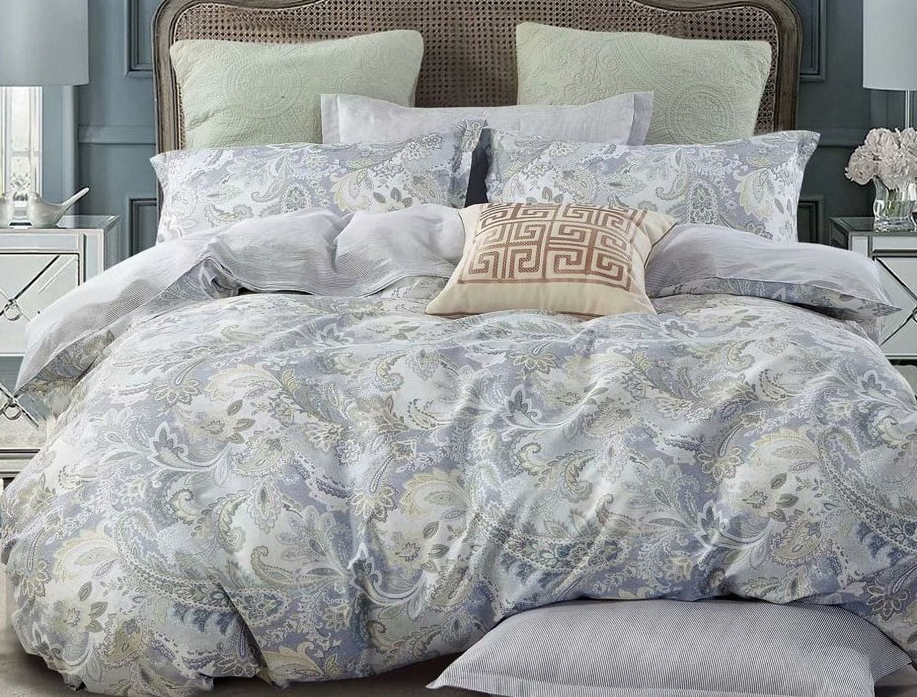 Swanson Beddings 3 Pcs 100% Cotton Duvet Cover and Two Shams Queen Grey (Comforter is NOT included)