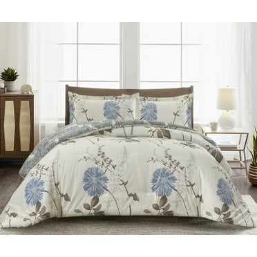 Swanson Beddings Daisy Floral Comforter Set: Comforter and and Pillow Shams 100% Cotton Shell Queen