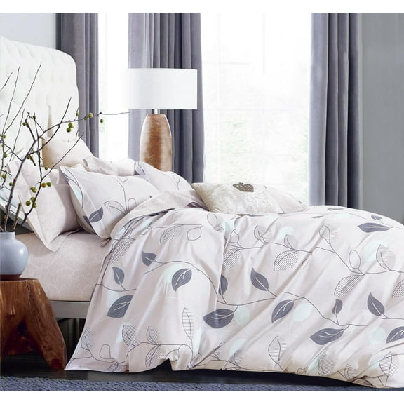 Swanson Beddings Elegant Leaves 3-Piece 100% Cotton Bedding Set: Duvet Cover and Two Pillow Shams (Queen) (Comforter is NOT included)