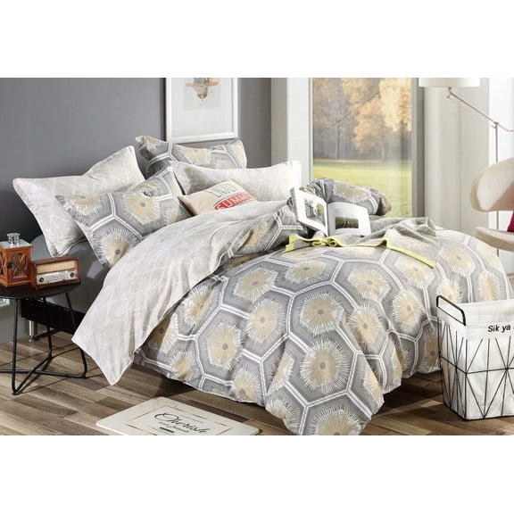 Swanson Beddings Geometry Hexagon Celebration 3-Piece Bedding Set: Duvet Cover and Pillow Shams (Queen) (Comforter is NOT included)