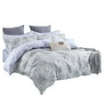 thumbnail image 1 of Swanson Beddings Gray Paisley Floral Print 3-Piece 100% Cotton Duvet Cover Set: Duvet Cover and Two Pillow Shams (Queen) (Comforter is NOT included), 1 of 3