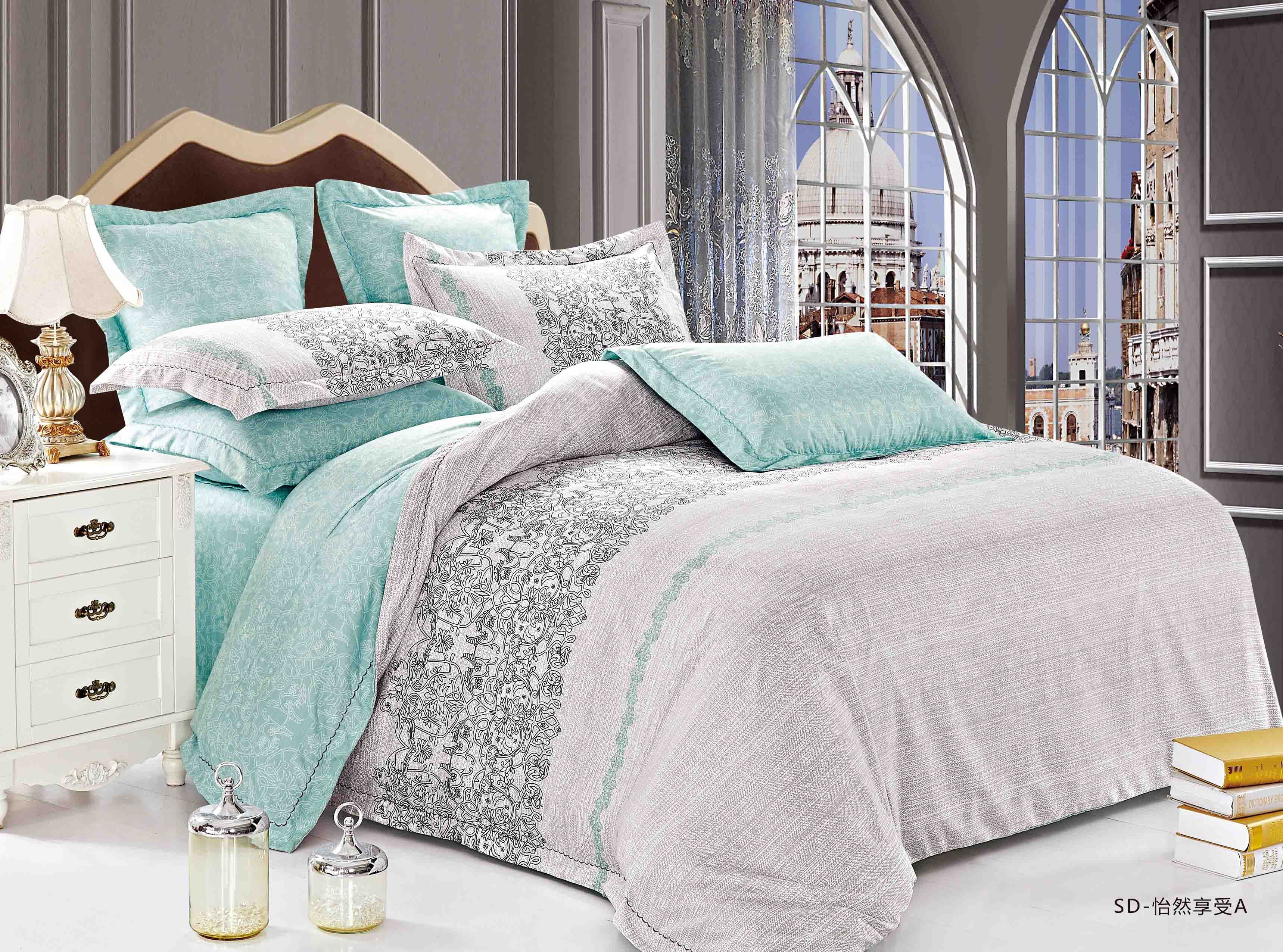 Swanson Beddings Gray-Teal 3-Piece Duvet Cover Bedding Set, California King