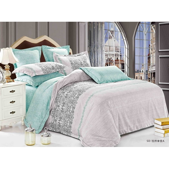Swanson Beddings Gray-Teal 3-Piece Duvet Cover Bedding Set, California King