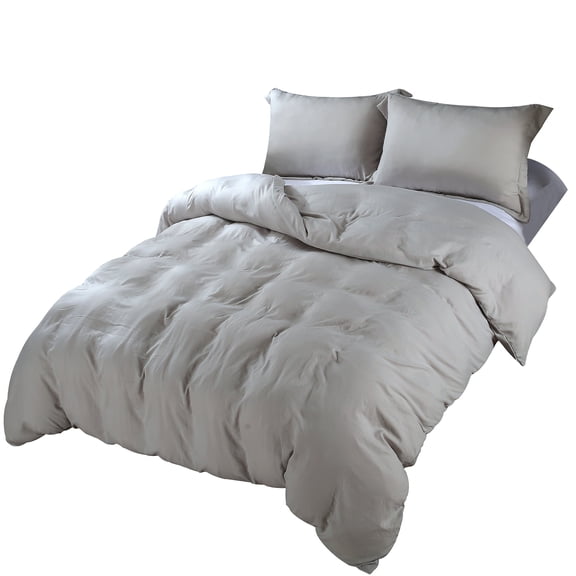 Swanson Beddings Microfiber 3pc Duvet Cover Set: Duvet Cover and Two Pillow Shams (Light Gray, Oversized King)