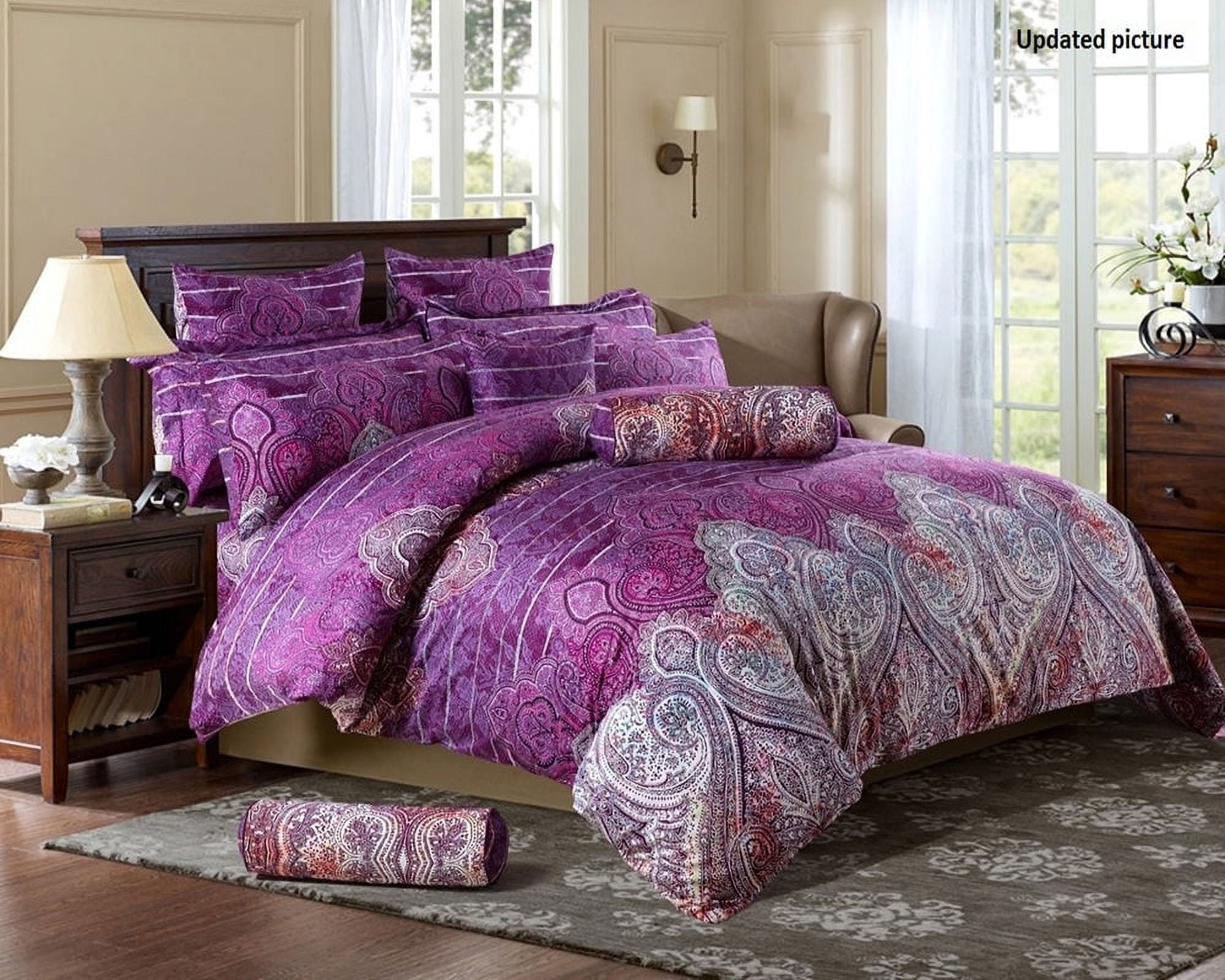 Swanson Beddings Purple Paisley 3-Piece Duvet Bedding Set: Duvet Cover and Two Pillow Shams (Queen) (Comforter is NOT included)