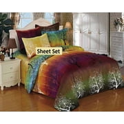 Swanson Beddings Rainbow Tree Fitted Sheet Set Fitted sheet and Two Matching Pillowcases California King