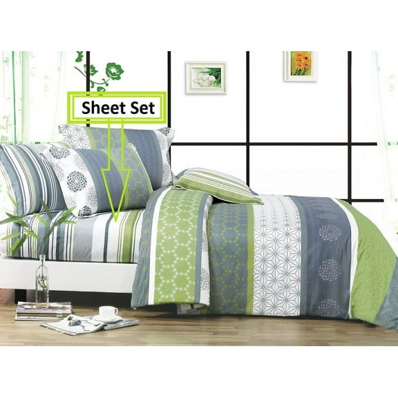 Swanson Beddings Serene 100% Cotton Sheet Set : Fitted Sheet, Flat Sheet and One Matching Pillowcase (Twin XL)