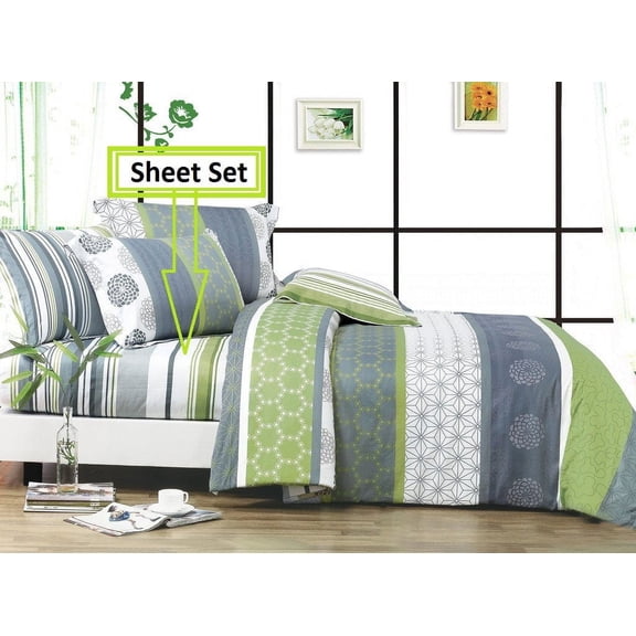Swanson Beddings Serene 100% Cotton Sheet Set : Fitted Sheet, Flat Sheet and Two Matching Pillowcases (Full)