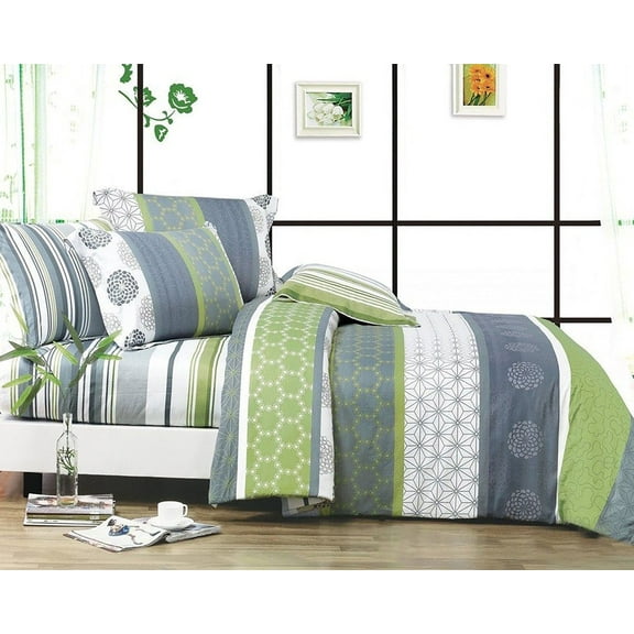 Swanson Beddings Serene 3-Piece 100% Cotton Bedding Set: Duvet Cover and Two Pillow Shams (Queen)