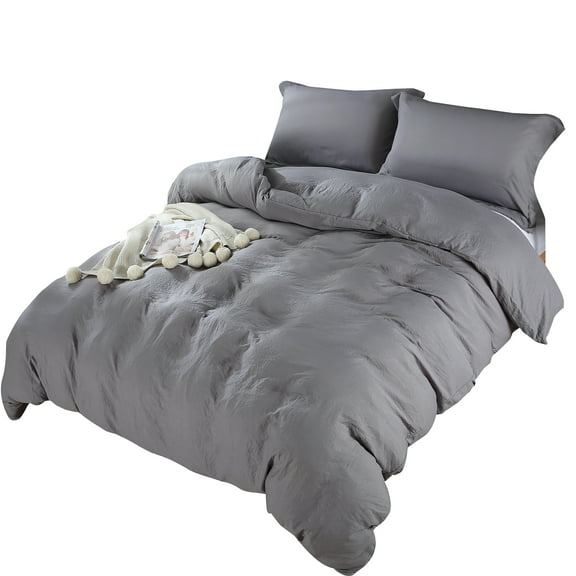 Swanson Beddings Microfiber 3pc Duvet Cover Set: Duvet Cover and Two Pillow Shams (Gray, Full)