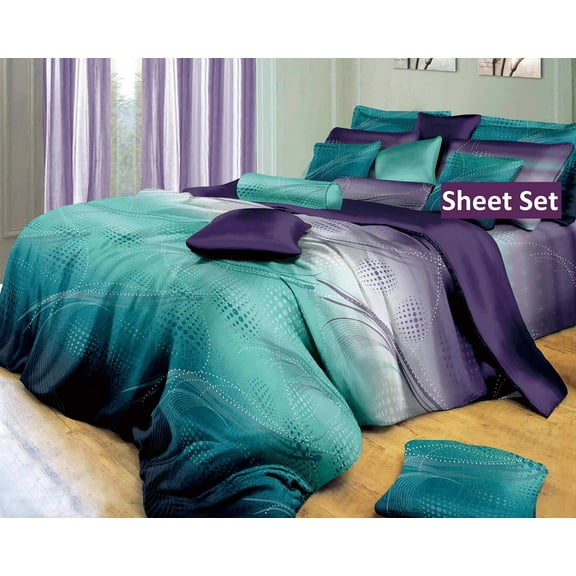 Swanson Beddings Twilight-P Sheet Set : Fitted Sheet, Flat Sheet and Two Matching Pillowcases (Full)