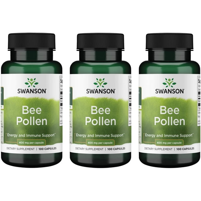 Swanson Bee Pollen 400 mg 100 Caps 3 Pack
