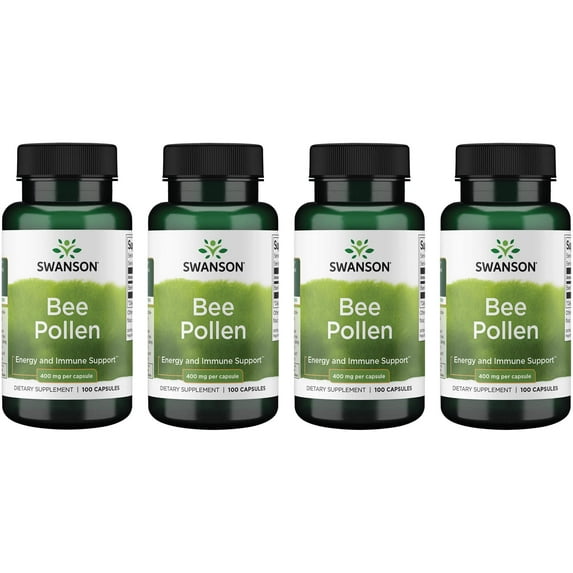 Swanson Bee Pollen 400 mg 100 Caps 4 Pack