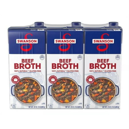 SWANSON S 100% Natural Beef Broth, 32 oz Carton (3 Pack)
