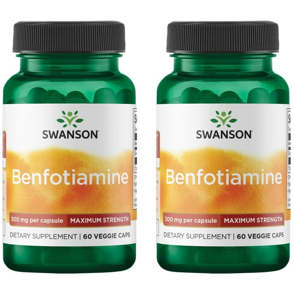 Swanson Benfotiamine - Maximum Strength 300 mg 60 Veg Caps 2 Pack