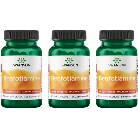 Swanson Benfotiamine - Maximum Strength 300 mg 60 Veg Caps 3 Pack