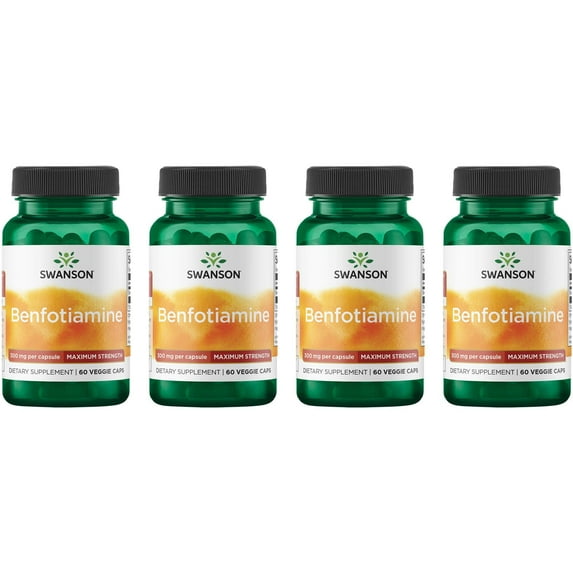 Swanson Benfotiamine - Maximum Strength 300 mg 60 Veg Caps 4 Pack